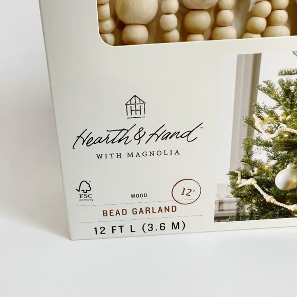 Hearth & Hand Magnolia Decorative Wooden Bead Christmas Tree Garland X 2. - Picture 5 of 5